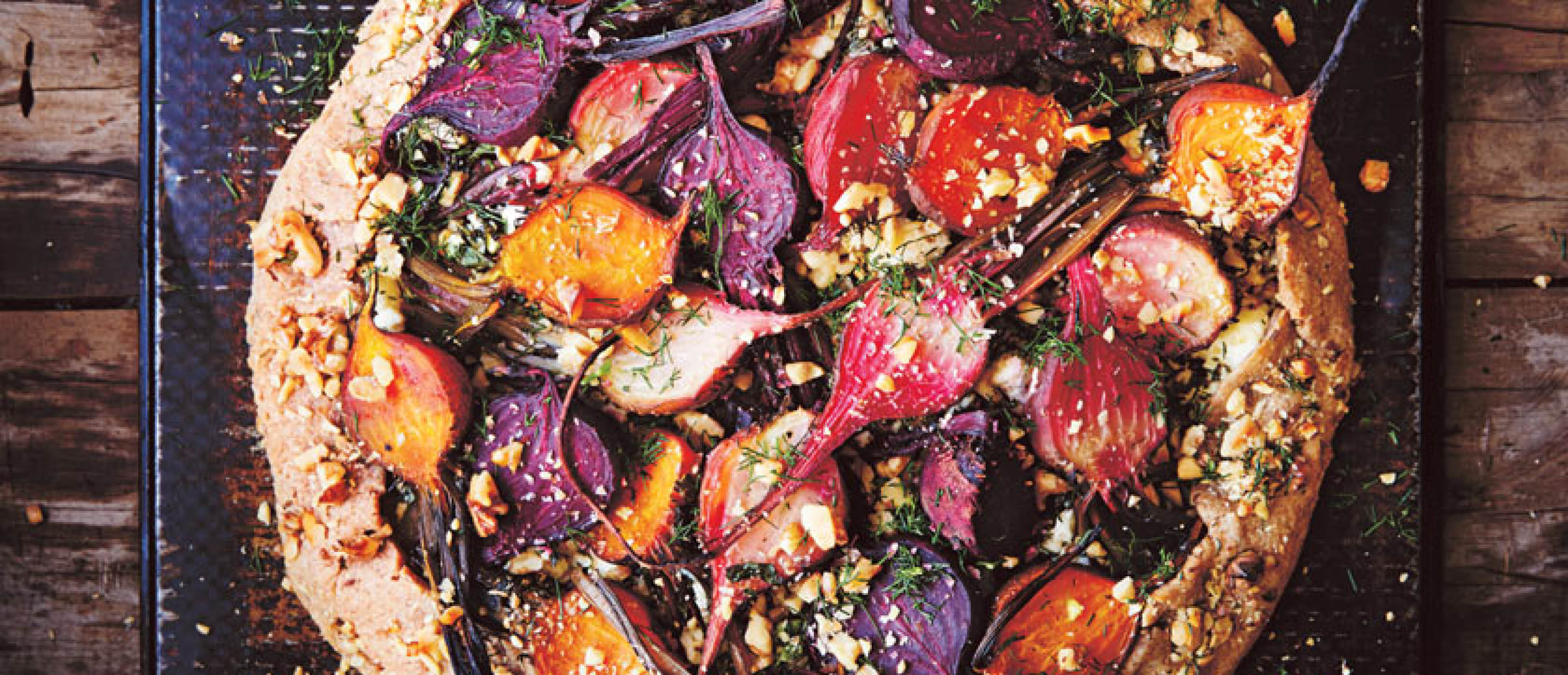 Roasted Beetroot, Feta and Silverbeet Tart