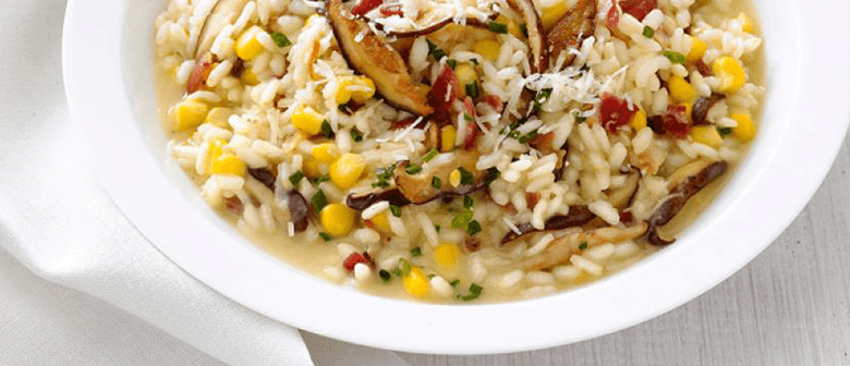 Fresh Corn Risotto with Wild Rice and Pancetta