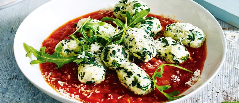Spinach and Ricotta Gnocchi with Chilli Tomato Sauce