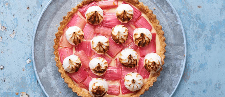 Rhubarb and Custard Meringue Tart