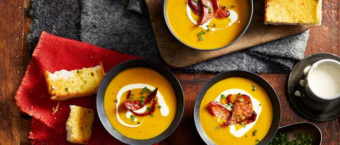 Creamy Pumpkin and Chorizo Soup