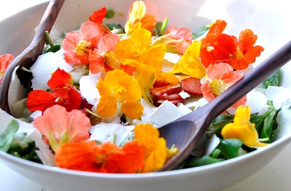 summer salads with edible flowers