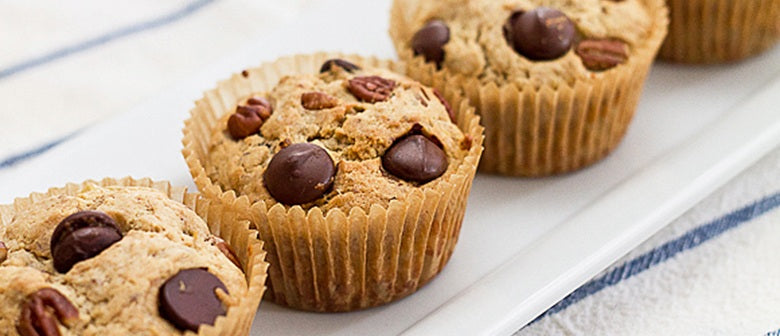Banana, Chocolate Chip and Pecan Muffins