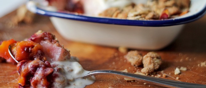 Tamarillo and Apple Crumble