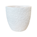 Flower Textured Pot - White L - 37.5D*34.5H(CM)