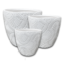 Grass Textured Egg Pot - White L - 37.5D*34.5H(CM)