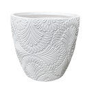 Grass Textured Egg Pot - White L - 37.5D*34.5H(CM)