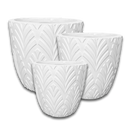 Phoenix Leaves Textured Pot - White M - 31.5D*30.5H(CM)