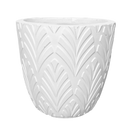 Phoenix Leaves Textured Pot - White M - 31.5D*30.5H(CM)
