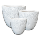 Rattan Leaves Textured Pot - White L - 37.5D*34.5H(CM)