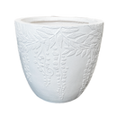 Rattan Leaves Textured Pot - White L - 37.5D*34.5H(CM)