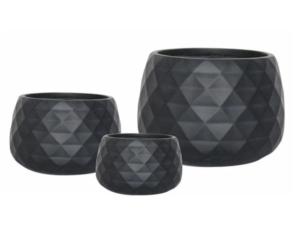 Diamond Drum Pot Black S