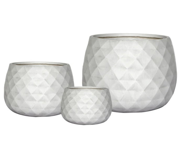 Diamond Drum Pot White S