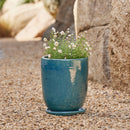 High Cup Pot with Saucer - Green S