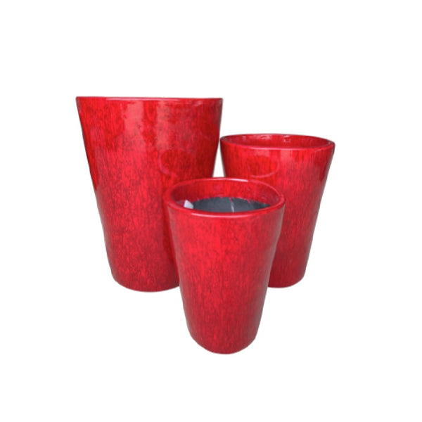 Decor Tall Round Pot - Red 40CM