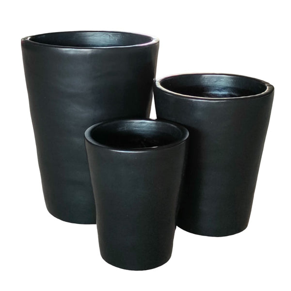 Decor Tall Round Pot - Matte Black 32CM