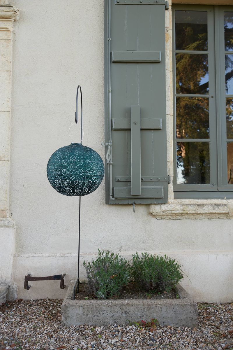 Solar Lantern Round Fiore Green 40CM