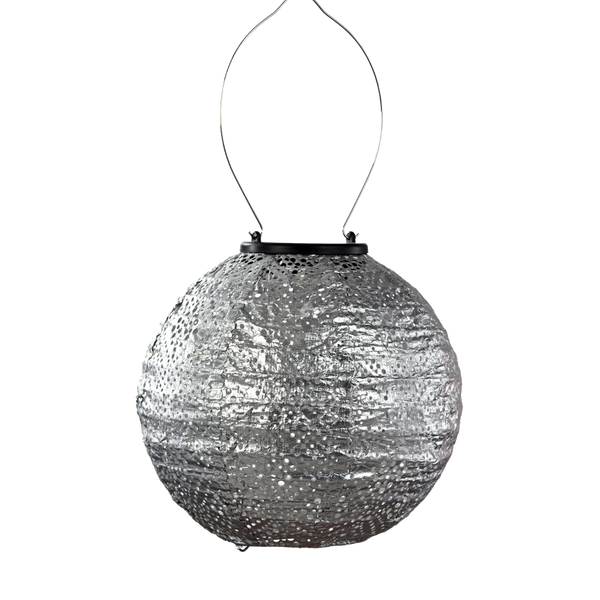 Solar Lantern Round Topaz Silver 20CM