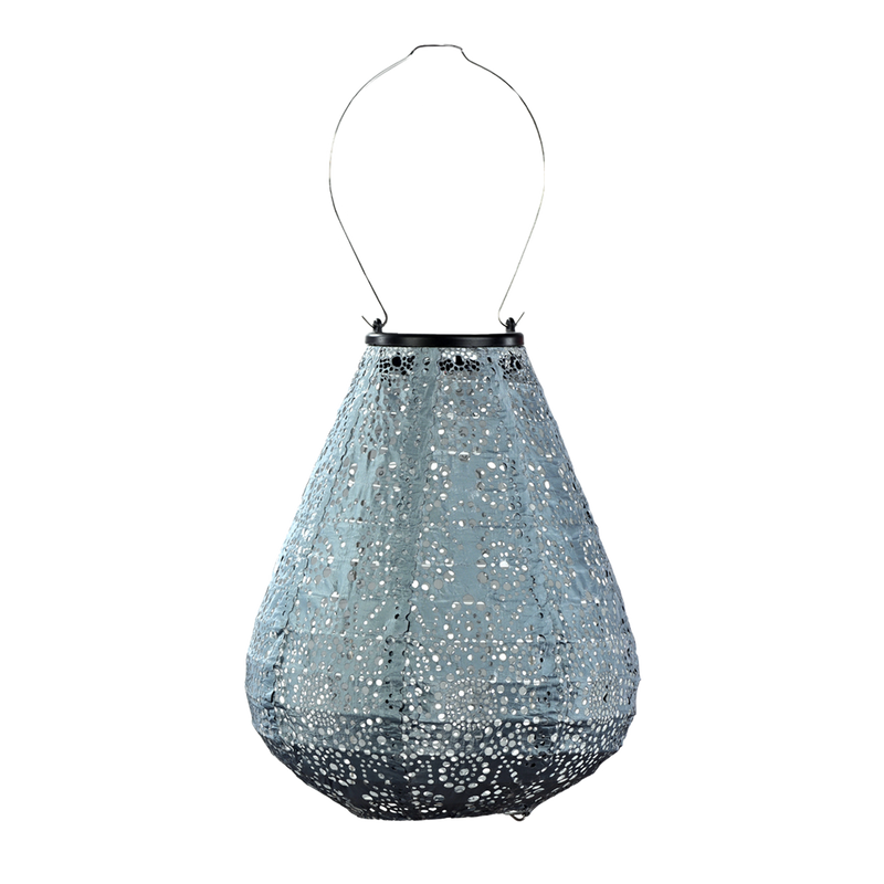 Solar Lantern Tulip Fiore Grey Blue 20CM