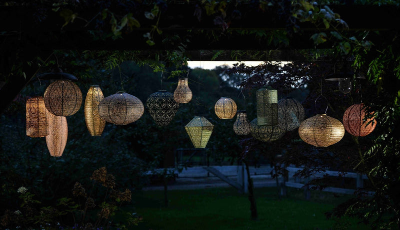 Solar Lantern Round Lace Silver 30CM