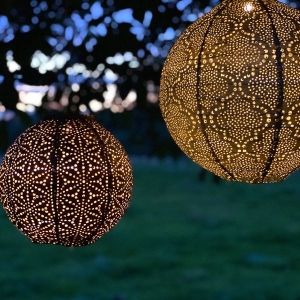 Solar Lantern Round Sashiko Copper 20CM