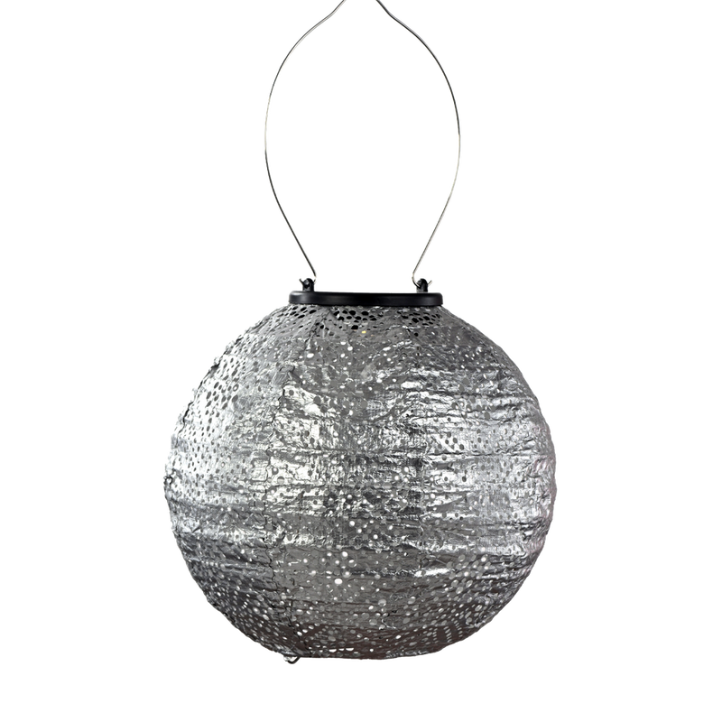 Solar Lantern Round Topaz Silver 20CM
