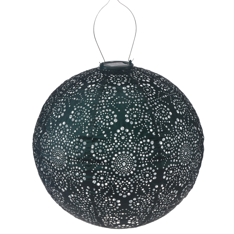 Solar Lantern Round Fiore Green 40CM