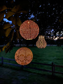 Solar Lantern Round Ikat Light Taupe 30CM