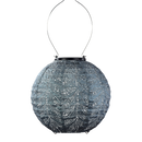 Solar Lantern Round Folia Grey Blue 20CM
