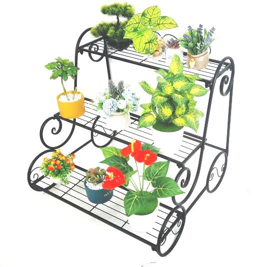 Plant Stand Iron 2 Tier Black