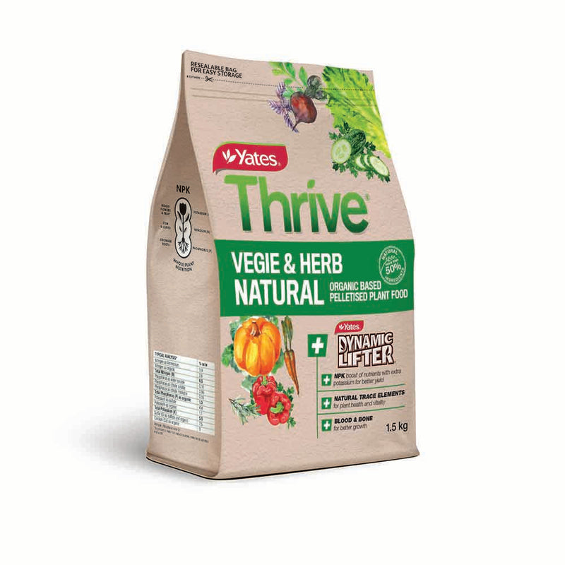 Yates Thrive Natural Vegie & Herb Organic Based Pelletised Plant Food -  1.5Kg