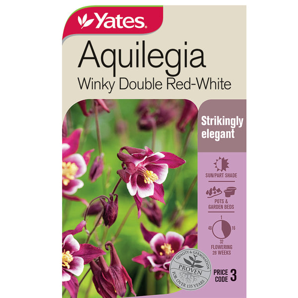 Yates Flower Seed Aquilegia Winky Double Red