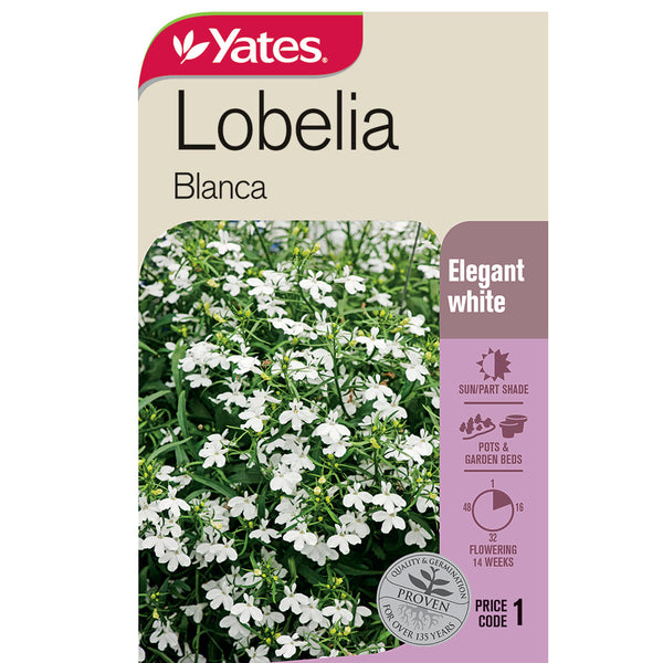 Yates Flower Seed Lobelia Blanca