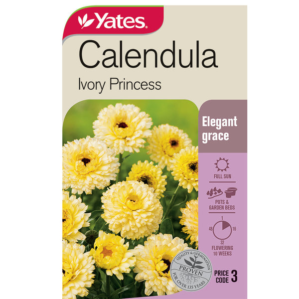 Yates Flower Seed Calendula Ivory Princess