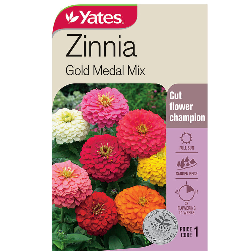 Yates Flower Seed Zinna Gold Medal Mix