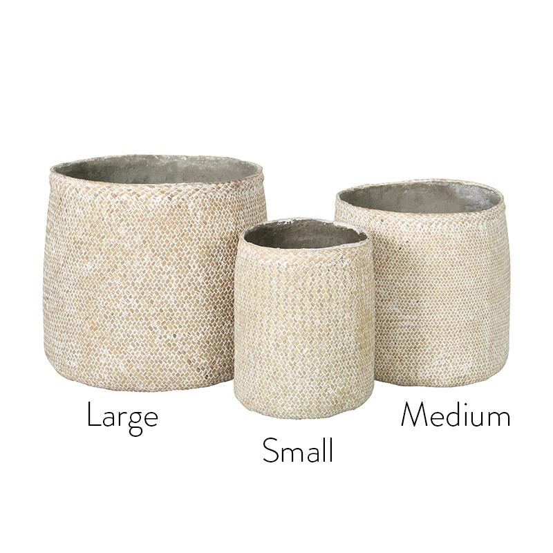 Seagrass Tall Round Pot Whitewash - Medium