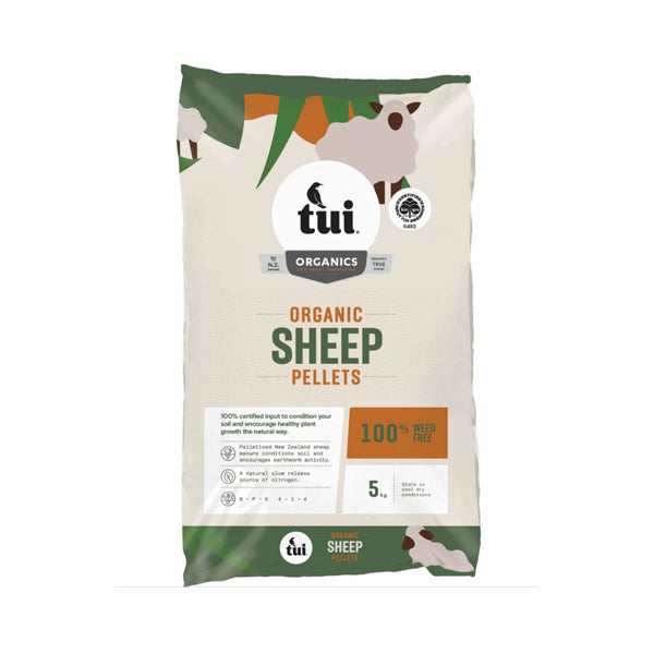 Tui Organic Sheep Pellets - Biogro Certified - 5KG