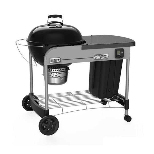 Weber Performer Premium Kettle Black with Gourmet Barbeque System Stainless Steel Grill - 57cm