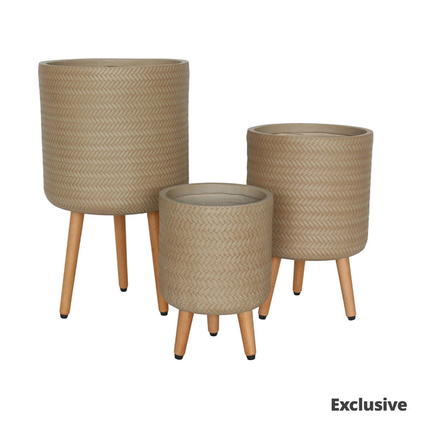 Bamboo Tripod Pot - Sand - L
