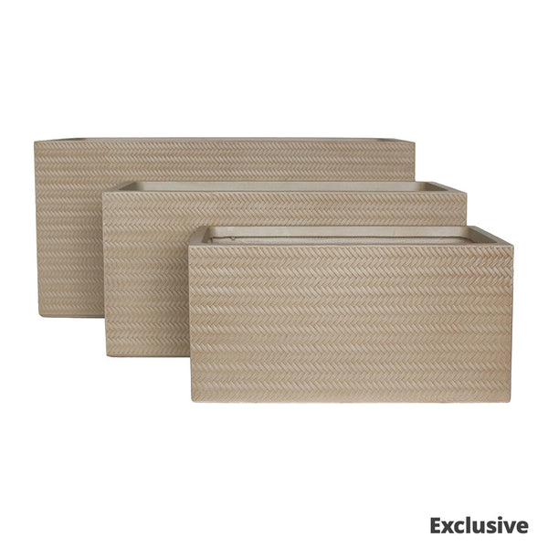 Bamboo Trough Pot - Sand - L